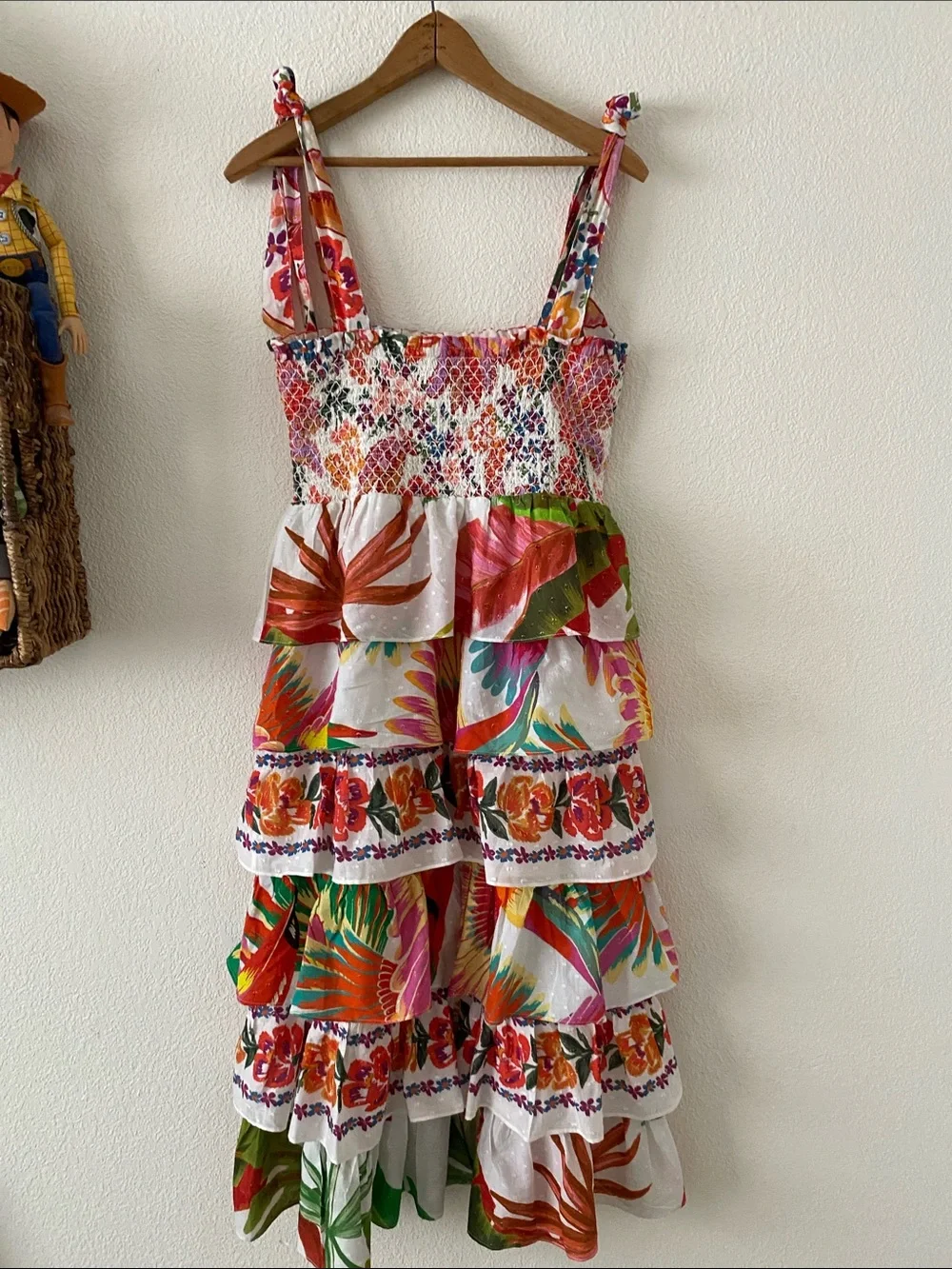 Farm Rio Layered Mix Print Dress. M. - Picture 2 of 9